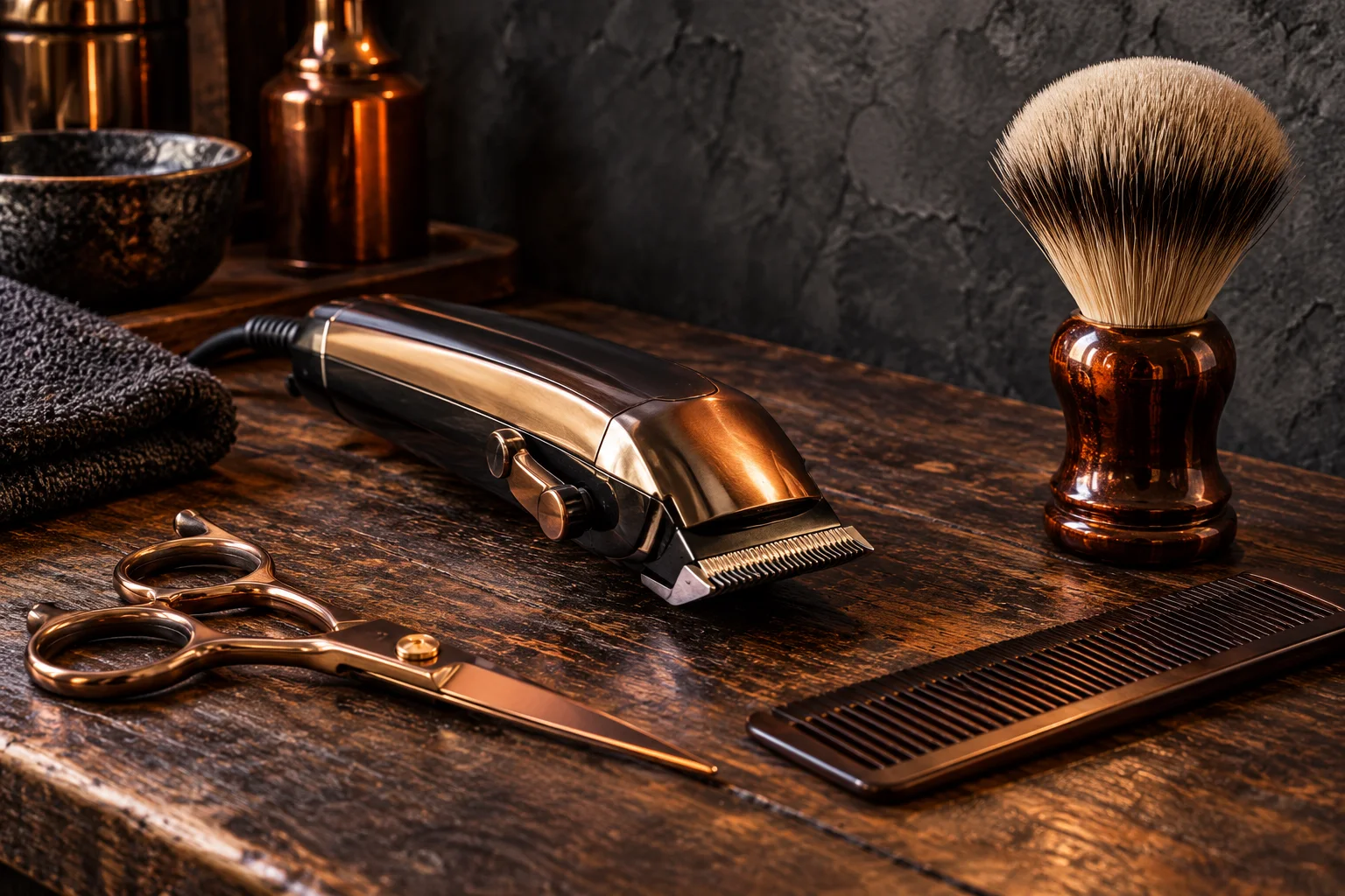 Illustratieve tondeuse en kappersgereedschap, niet van Daily Grind